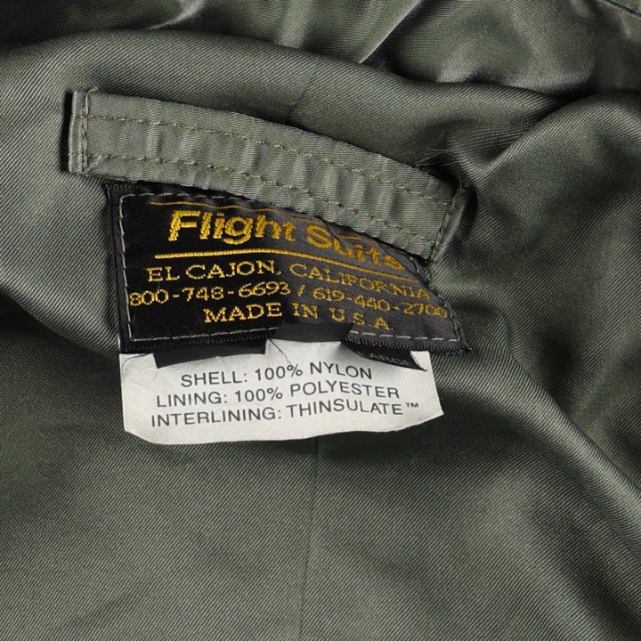 80s-90'S Civilian Flight Suits Military Flight Jacket, Made in USA, Women's Size L (Equivalent), Vintage Nylon Khaki type Vintage Second Hand