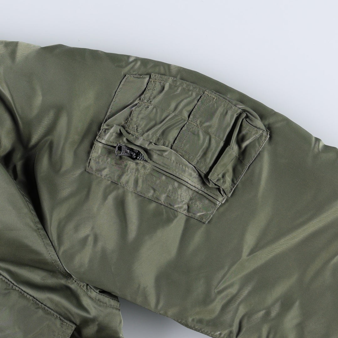 80s-90'S Civilian Flight Suits Military Flight Jacket, Made in USA, Women's Size L (Equivalent), Vintage Nylon Khaki type Vintage Second Hand