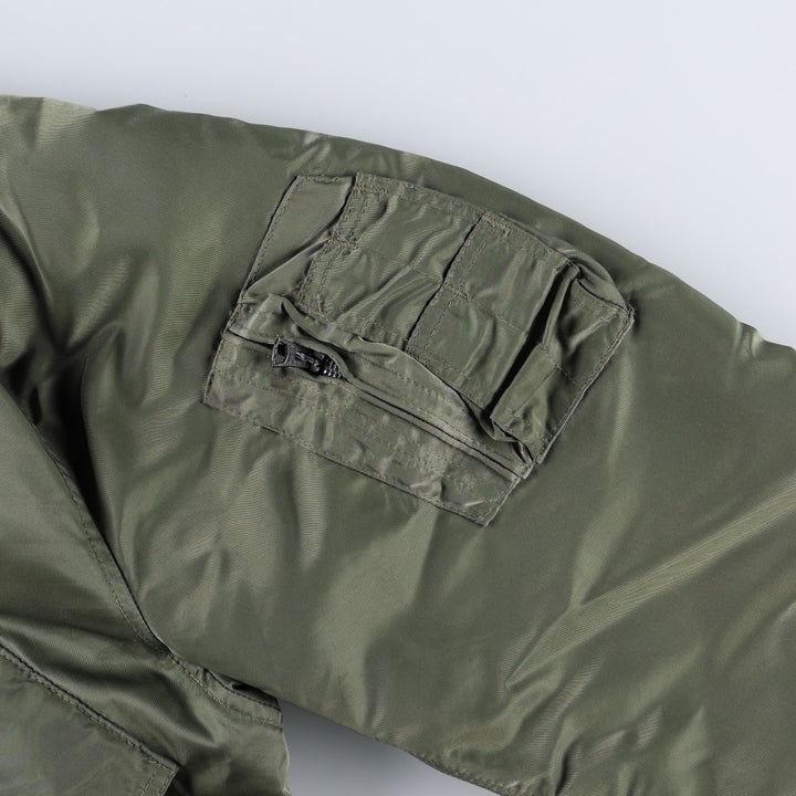 80s-90'S Civilian Flight Suits Military Flight Jacket, Made in USA, Women's Size L (Equivalent), Vintage Nylon Khaki type Vintage Second Hand