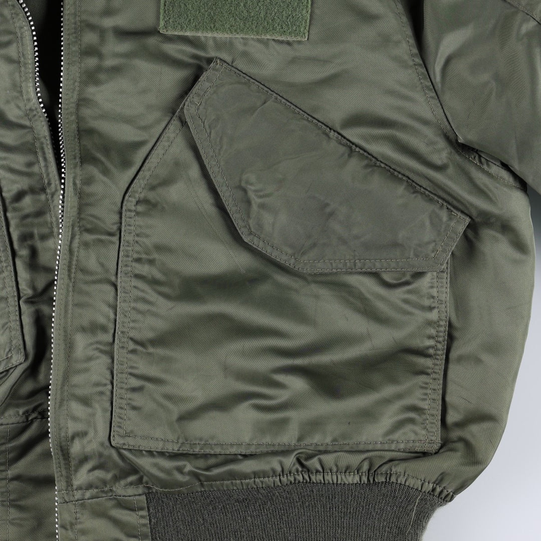 80s-90'S Civilian Flight Suits Military Flight Jacket, Made in USA, Women's Size L (Equivalent), Vintage Nylon Khaki type Vintage Second Hand
