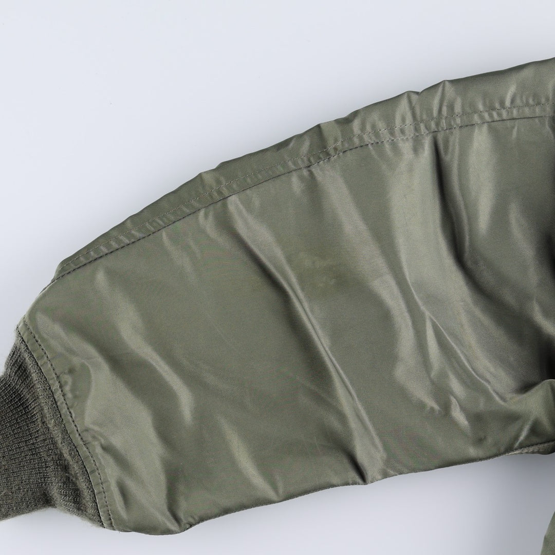 80s-90'S Civilian Flight Suits Military Flight Jacket, Made in USA, Women's Size L (Equivalent), Vintage Nylon Khaki type Vintage Second Hand