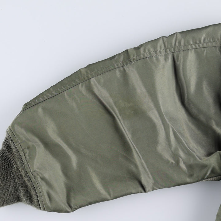 80s-90'S Civilian Flight Suits Military Flight Jacket, Made in USA, Women's Size L (Equivalent), Vintage Nylon Khaki type Vintage Second Hand