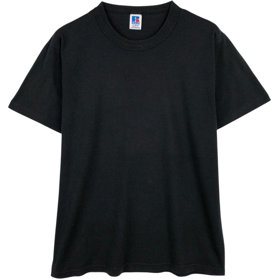 90'S Russell Plain T-Shirt, Made in USA, Men's Size M (Equivalent), Vintage polyester black type Vintage Second Hand