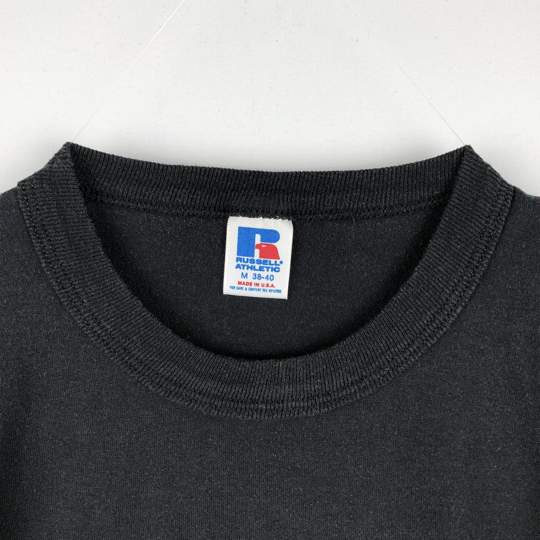 90'S Russell Plain T-Shirt, Made in USA, Men's Size M (Equivalent), Vintage polyester black type Vintage Second Hand