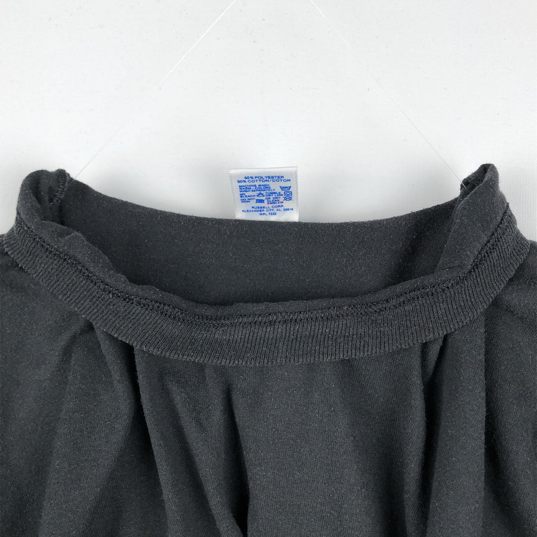 90'S Russell Plain T-Shirt, Made in USA, Men's Size M (Equivalent), Vintage polyester black type Vintage Second Hand