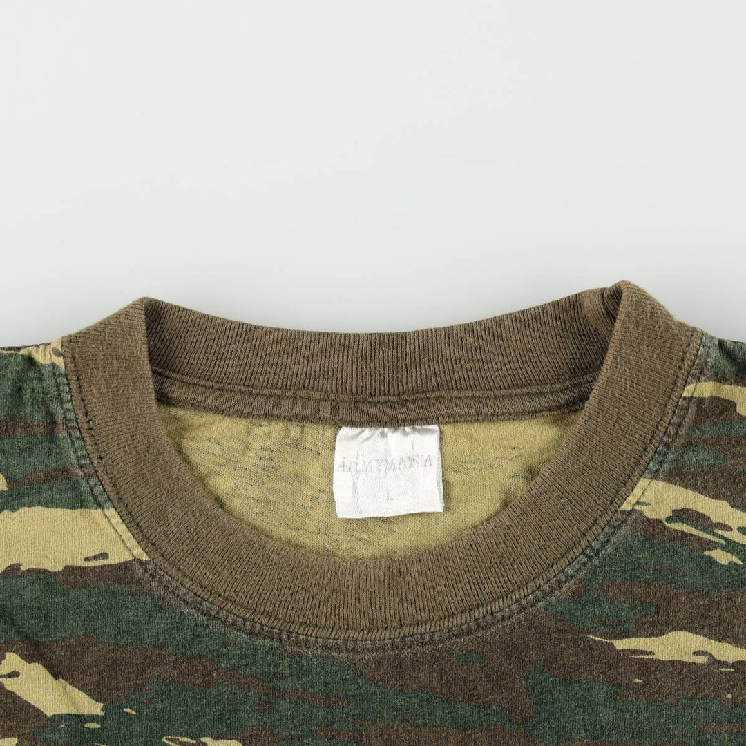 ARMYMANIA Camouflage Pattern Tiger Stripe Camo Print T-Shirt (Women's Size L) unclear Khaki type Vintage Second Hand