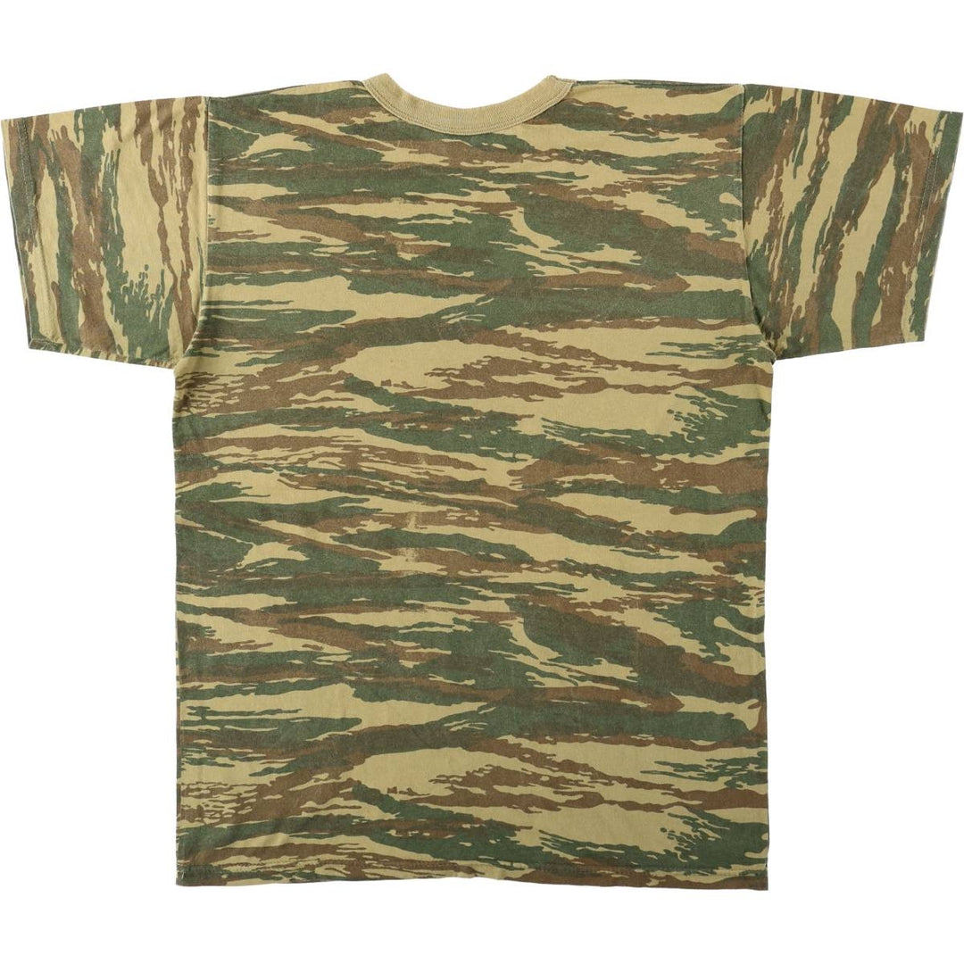 JOKER'S Camouflage Pattern Tiger Stripe Camo Print T-Shirt (Women's Size L) cotton Khaki type Vintage Second Hand