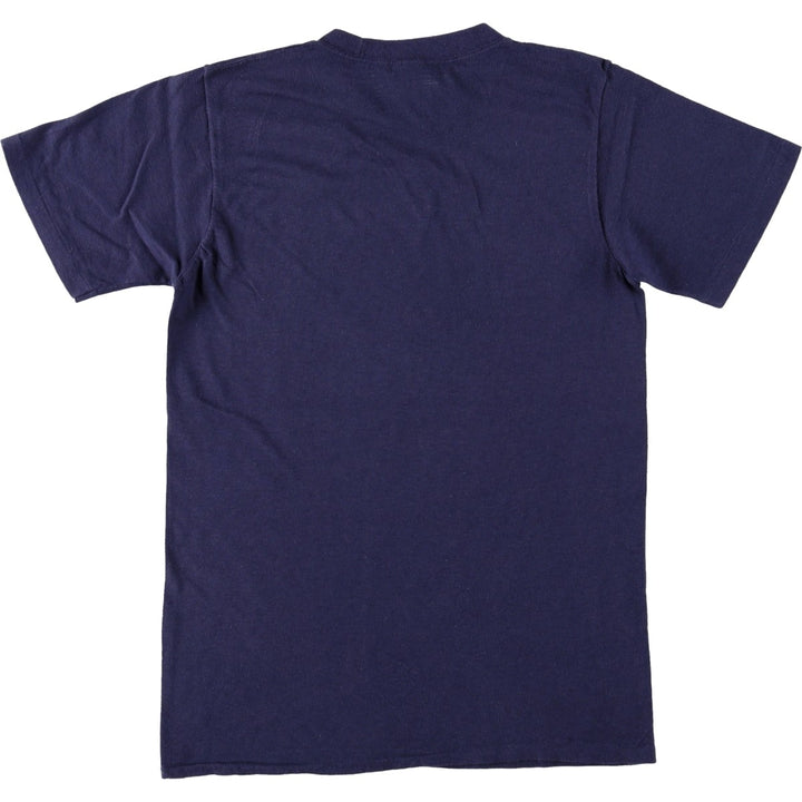 70'S printed T-shirt, women's size S equivalent, vintage. unclear navy blue type Vintage Second Hand