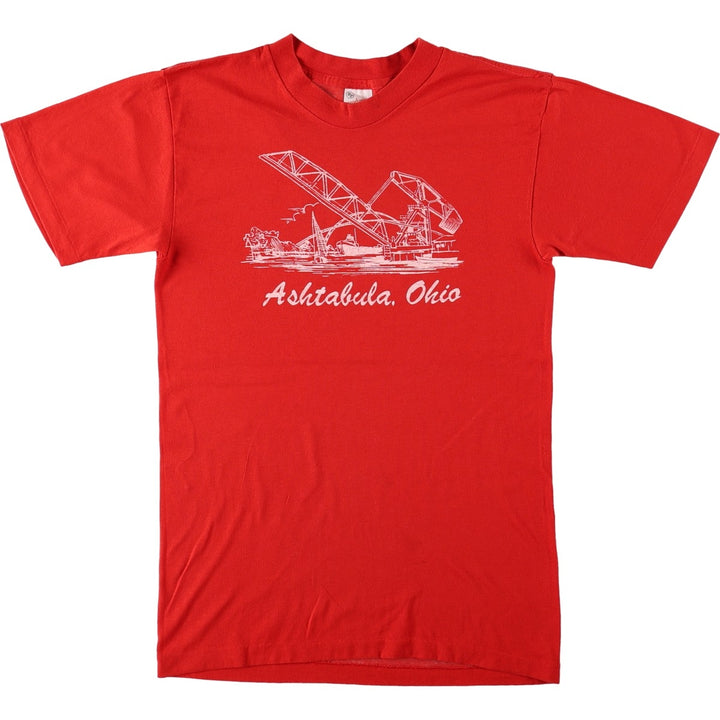 70s-80'S sportswear souvenir T-shirt, made in USA, women's size M equivalent, vintage. polyester red type Vintage Second Hand