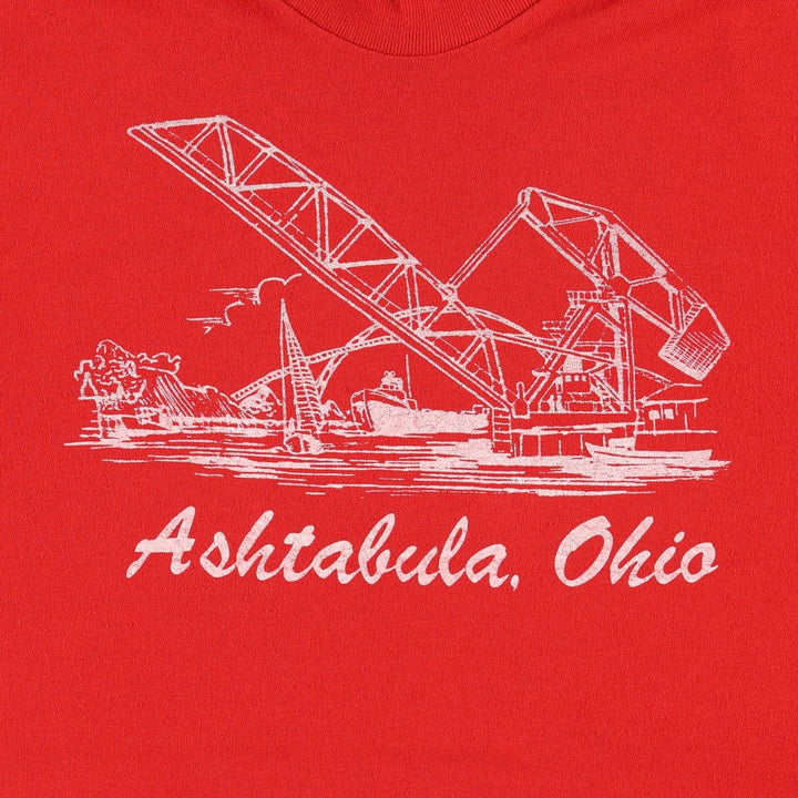 70s-80'S sportswear souvenir T-shirt, made in USA, women's size M equivalent, vintage. polyester red type Vintage Second Hand