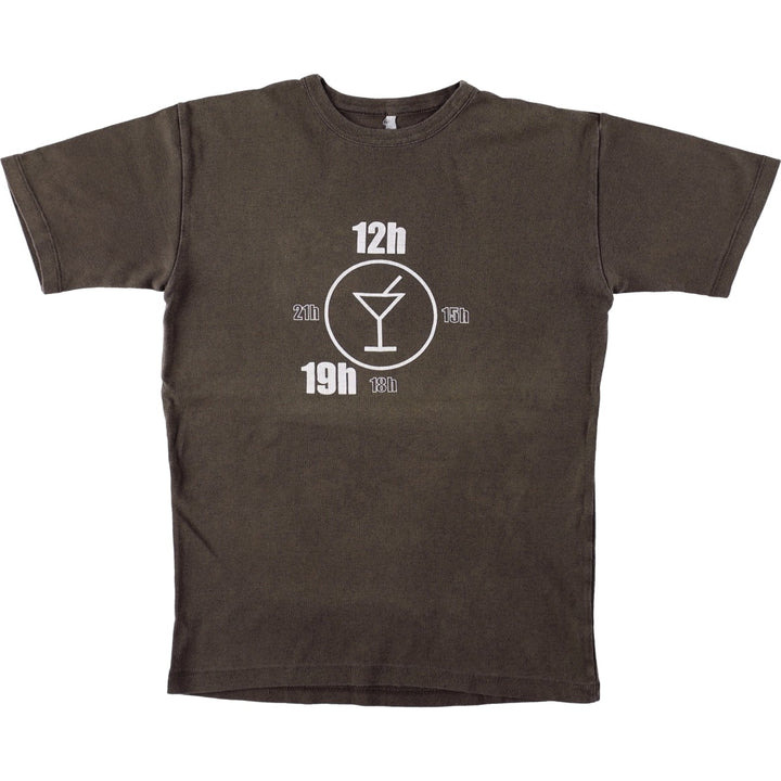Printed T-shirt, Women's size M cotton brown type Vintage Second Hand