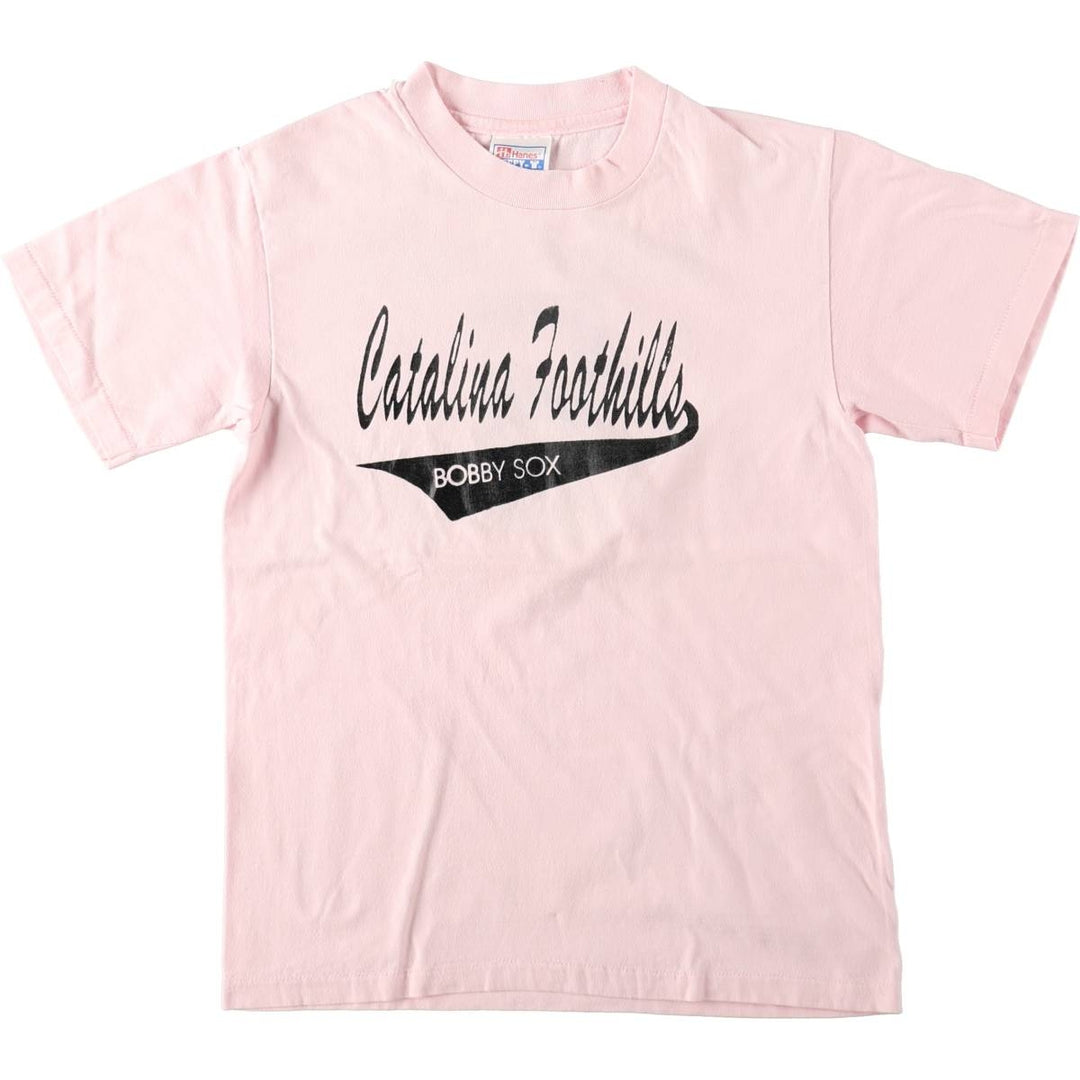 90'S Hanes Print T-Shirt, Made in USA, Men's Size S (Equivalent), Vintage cotton pink type Vintage Second Hand