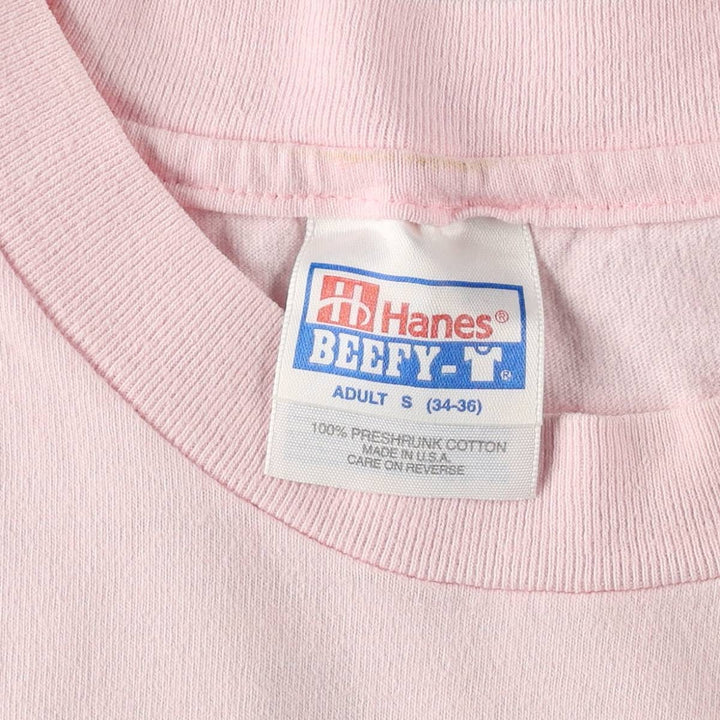 90'S Hanes Print T-Shirt, Made in USA, Men's Size S (Equivalent), Vintage cotton pink type Vintage Second Hand