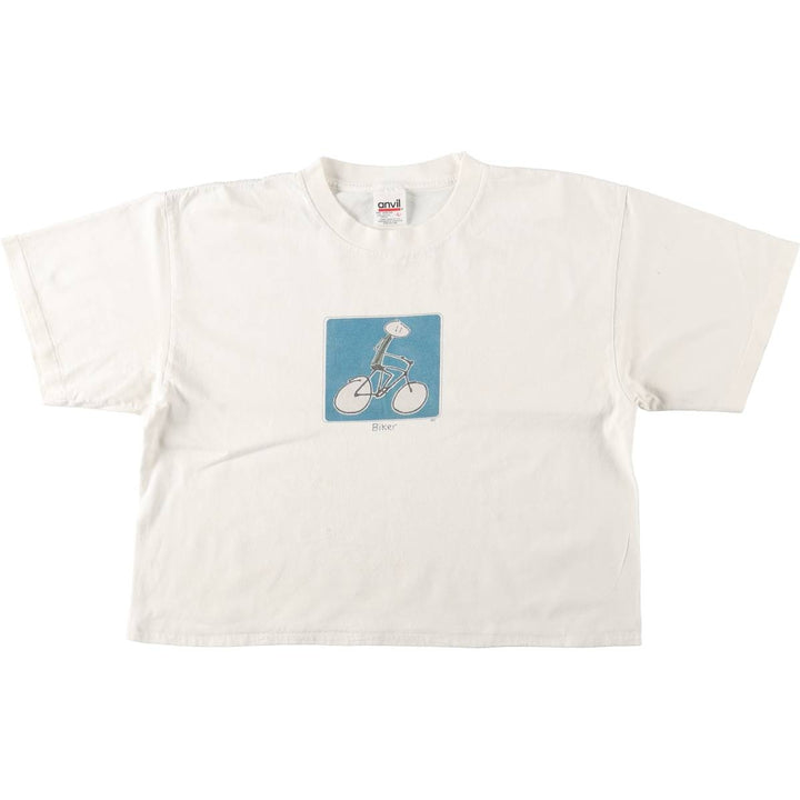 90'S Anvil Print T-Shirt, Women's Size L (approx.), Vintage cotton white type Vintage Second Hand