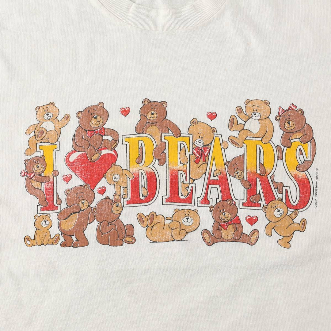 90s-00'S Hanes Teddy Bear Pattern Print T-Shirt, Men's Size L (approx.), Vintage cotton white type Vintage Second Hand