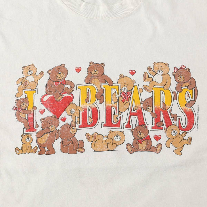 90s-00'S Hanes Teddy Bear Pattern Print T-Shirt, Men's Size L (approx.), Vintage cotton white type Vintage Second Hand