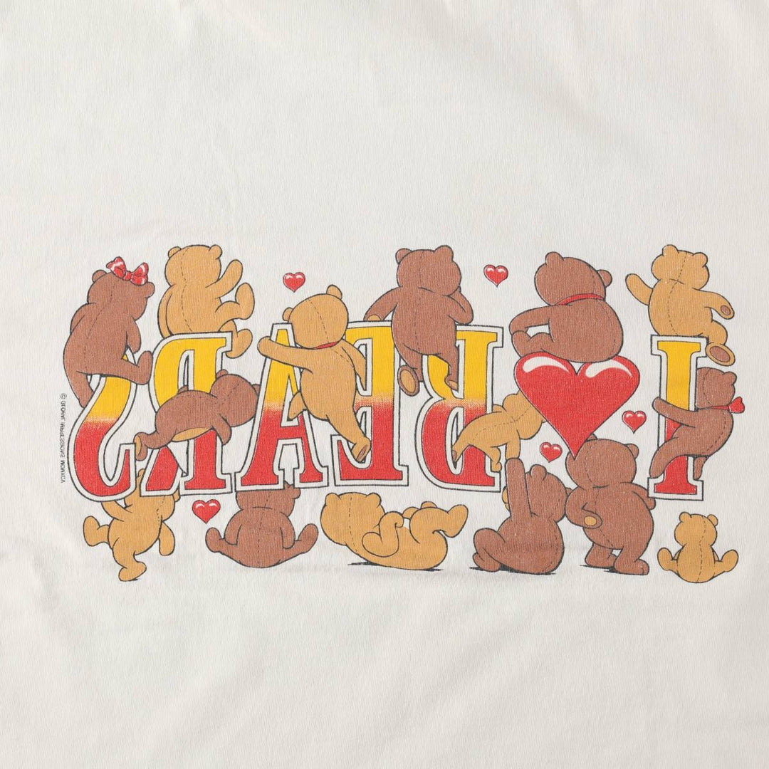 90s-00'S Hanes Teddy Bear Pattern Print T-Shirt, Men's Size L (approx.), Vintage cotton white type Vintage Second Hand