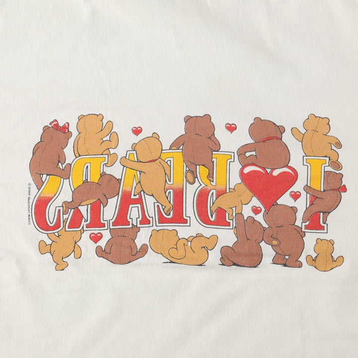 90s-00'S Hanes Teddy Bear Pattern Print T-Shirt, Men's Size L (approx.), Vintage cotton white type Vintage Second Hand