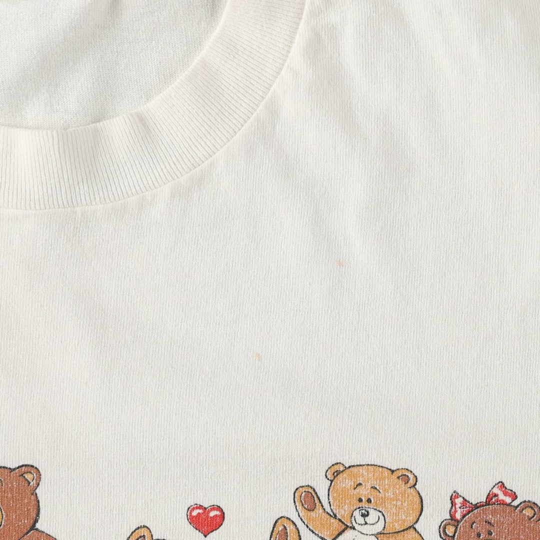 90s-00'S Hanes Teddy Bear Pattern Print T-Shirt, Men's Size L (approx.), Vintage cotton white type Vintage Second Hand