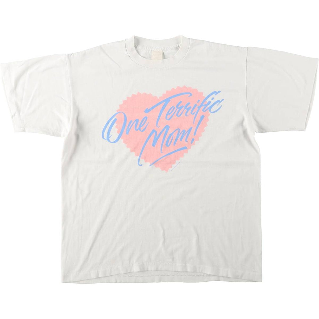 Printed T-shirt, Made in USA, Men's Size L (equivalent), Vintage polyester white type Vintage Second Hand