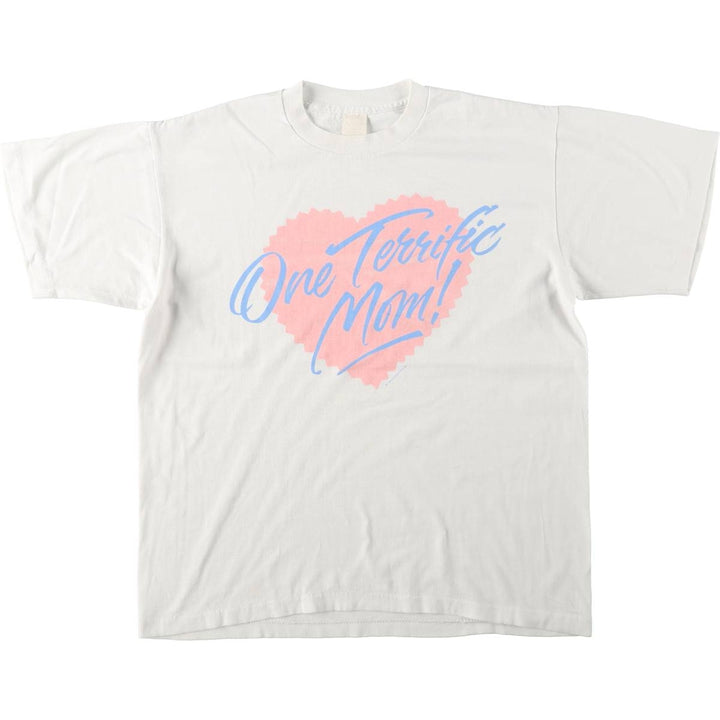 Printed T-shirt, Made in USA, Men's Size L (equivalent), Vintage polyester white type Vintage Second Hand