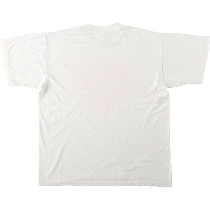 Printed T-shirt, Made in USA, Men's Size L (equivalent), Vintage polyester white type Vintage Second Hand