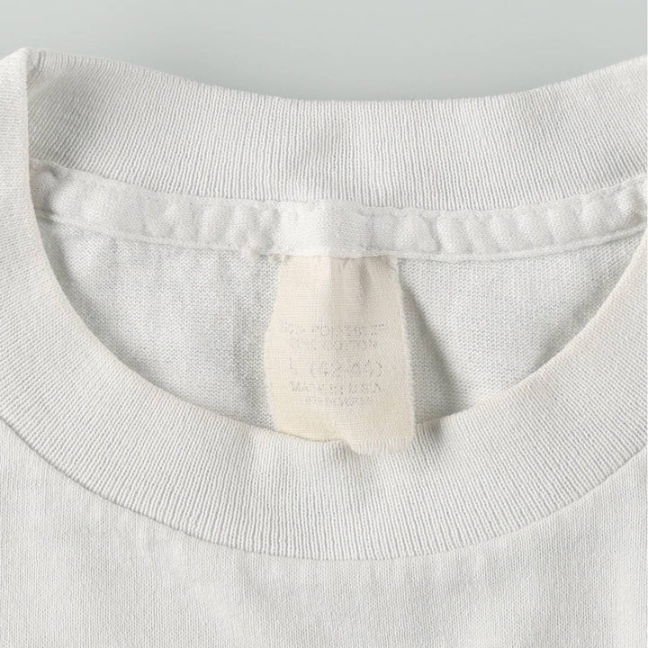 Printed T-shirt, Made in USA, Men's Size L (equivalent), Vintage polyester white type Vintage Second Hand