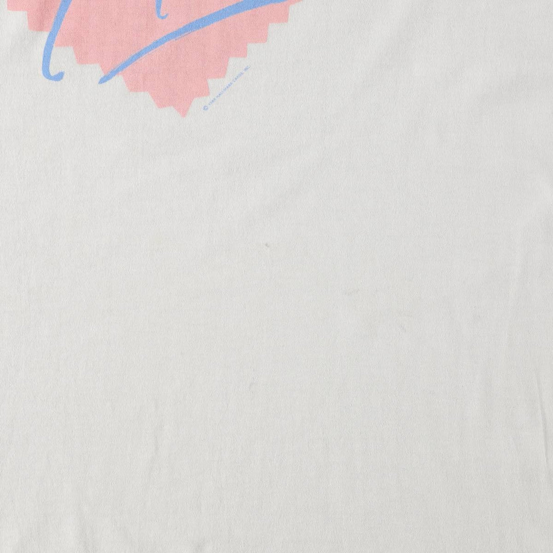 Printed T-shirt, Made in USA, Men's Size L (equivalent), Vintage polyester white type Vintage Second Hand