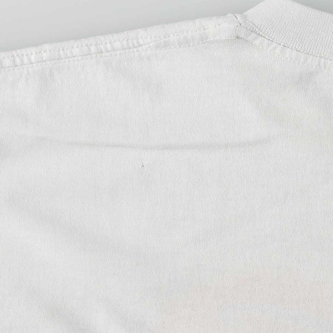 Printed T-shirt, Made in USA, Men's Size L (equivalent), Vintage polyester white type Vintage Second Hand