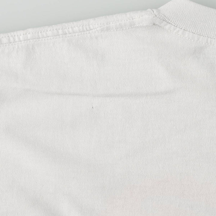 Printed T-shirt, Made in USA, Men's Size L (equivalent), Vintage polyester white type Vintage Second Hand
