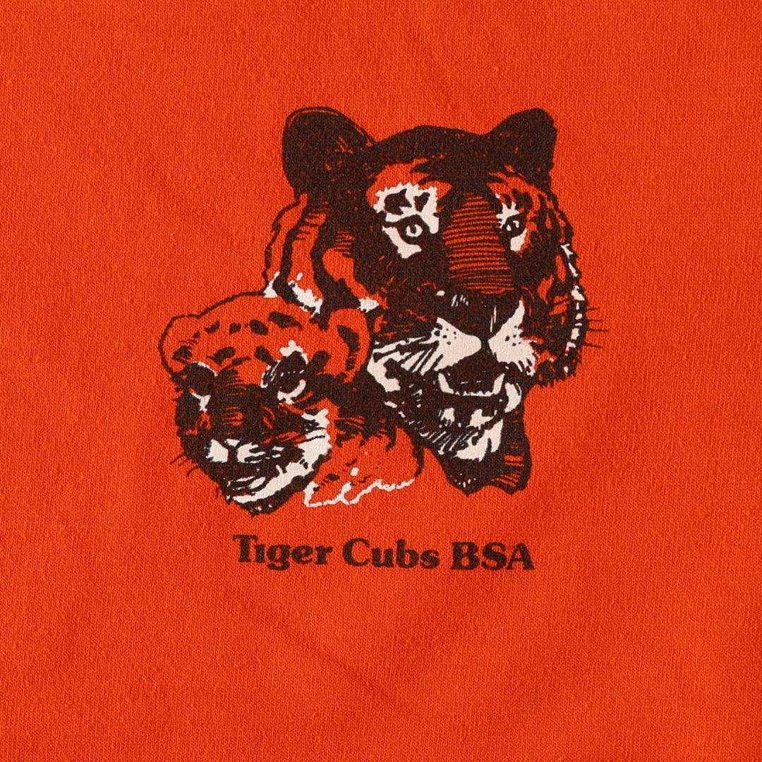 90'S ONEITA Boy Scout Tiger Pattern Print T-Shirt, Made in USA, Women's Size S (approx.), Vintage cotton orange type Vintage Second Hand