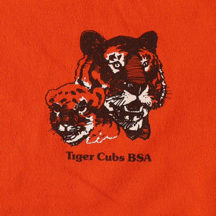 90'S ONEITA Boy Scout Tiger Pattern Print T-Shirt, Made in USA, Women's Size S (approx.), Vintage cotton orange type Vintage Second Hand