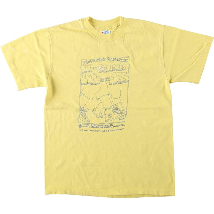 90'S Hanes Print T-Shirt, Made in USA, Men's Size S (Equivalent), Vintage cotton lemon yellow Vintage Second Hand