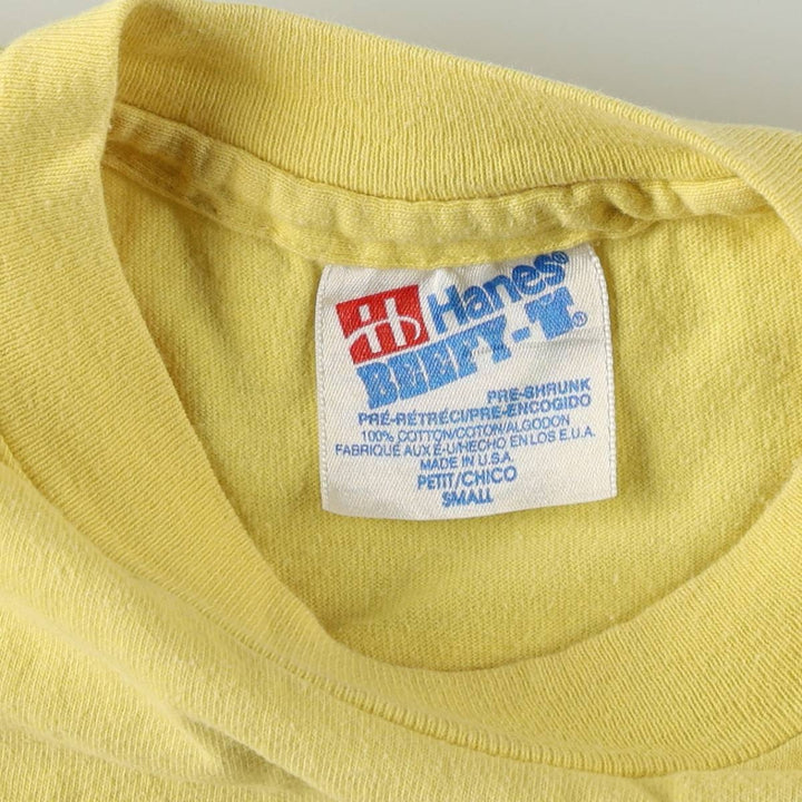 90'S Hanes Print T-Shirt, Made in USA, Men's Size S (Equivalent), Vintage cotton lemon yellow Vintage Second Hand