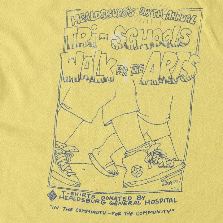 90'S Hanes Print T-Shirt, Made in USA, Men's Size S (Equivalent), Vintage cotton lemon yellow Vintage Second Hand