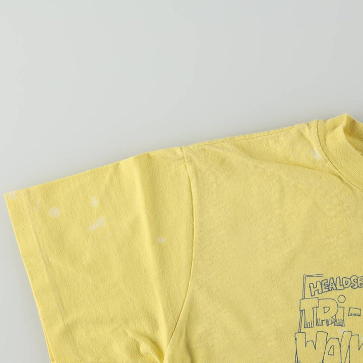 90'S Hanes Print T-Shirt, Made in USA, Men's Size S (Equivalent), Vintage cotton lemon yellow Vintage Second Hand