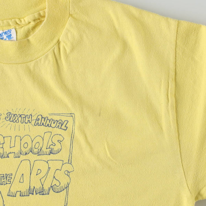90'S Hanes Print T-Shirt, Made in USA, Men's Size S (Equivalent), Vintage cotton lemon yellow Vintage Second Hand