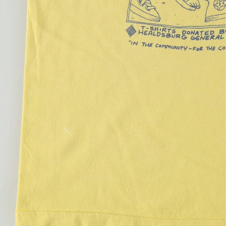 90'S Hanes Print T-Shirt, Made in USA, Men's Size S (Equivalent), Vintage cotton lemon yellow Vintage Second Hand