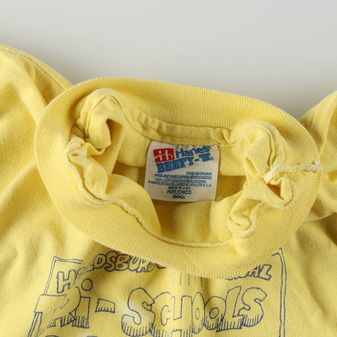 90'S Hanes Print T-Shirt, Made in USA, Men's Size S (Equivalent), Vintage cotton lemon yellow Vintage Second Hand
