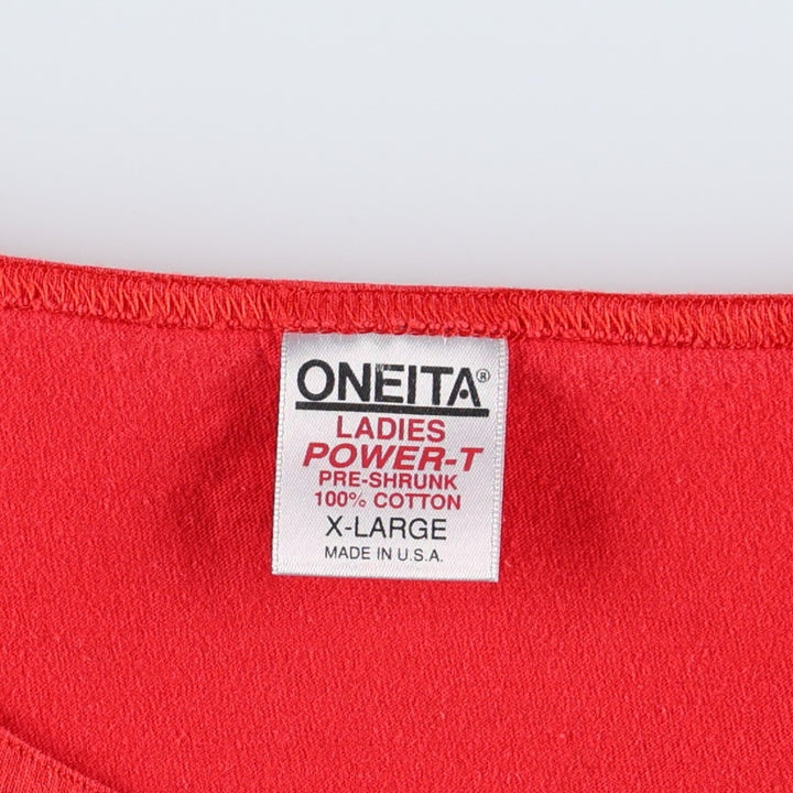90'S ONEITA Print T-Shirt, Made in USA, Women's Size XL (Equivalent), Vintage cotton red type Vintage Second Hand