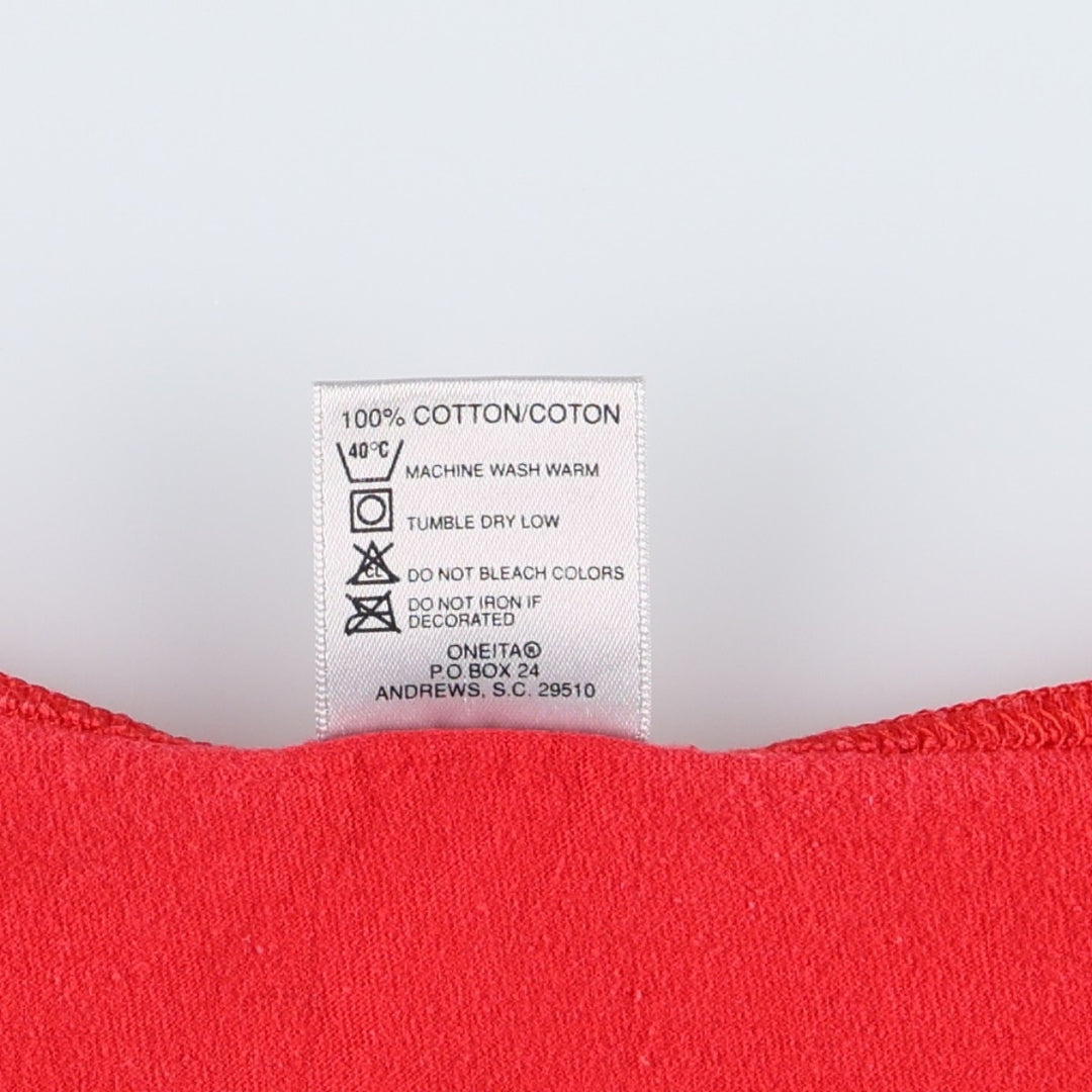 90'S ONEITA Print T-Shirt, Made in USA, Women's Size XL (Equivalent), Vintage cotton red type Vintage Second Hand