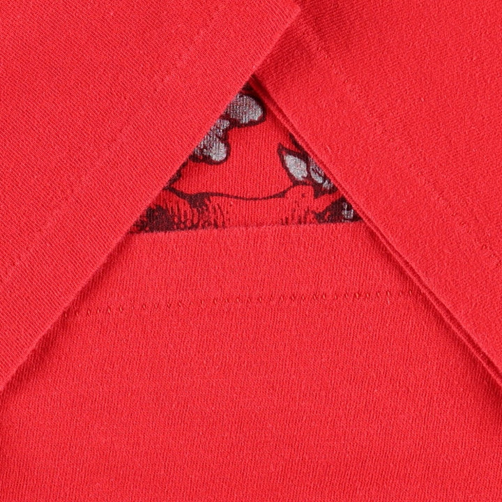 90'S ONEITA Print T-Shirt, Made in USA, Women's Size XL (Equivalent), Vintage cotton red type Vintage Second Hand