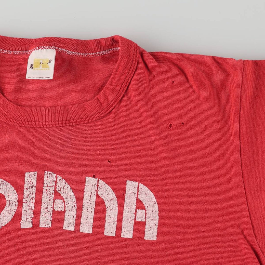 80'S Russell Print T-Shirt, Made in USA, Women's Size M (Equivalent), Vintage cotton red type Vintage Second Hand