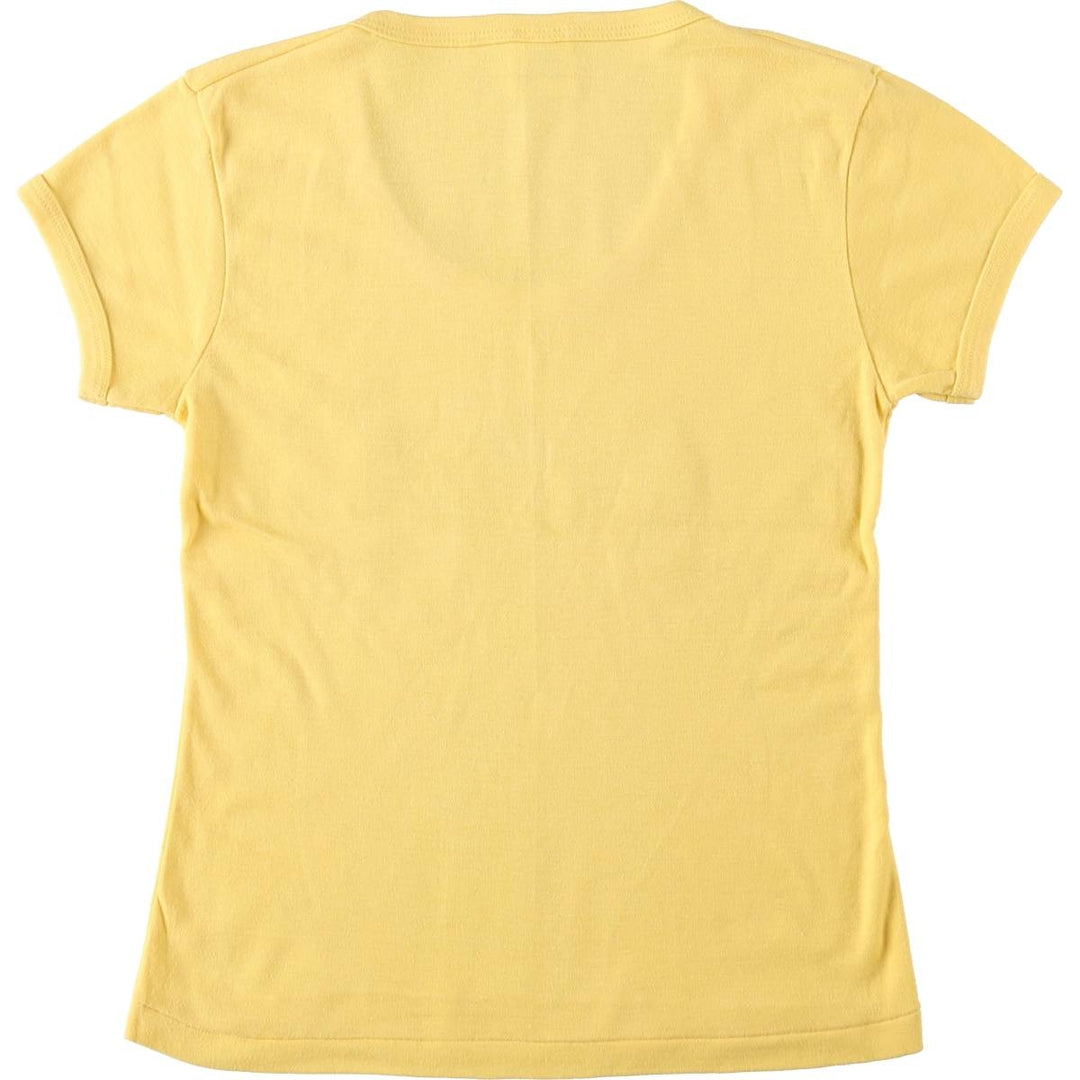 Shoreline Sportswear College T-Shirt, Made in USA, Women's Size M (Equivalent), Vintage polyester yellow type Vintage Second Hand