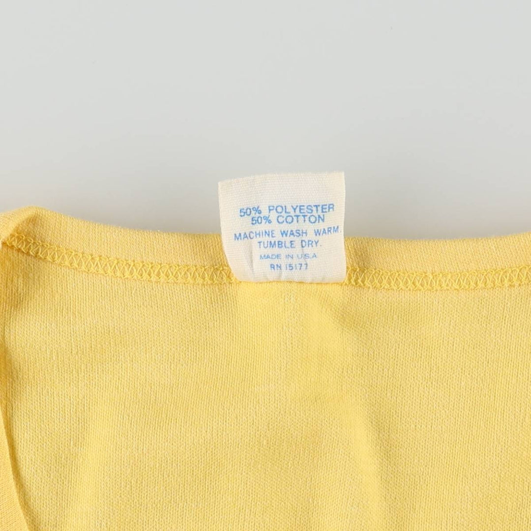 Shoreline Sportswear College T-Shirt, Made in USA, Women's Size M (Equivalent), Vintage polyester yellow type Vintage Second Hand