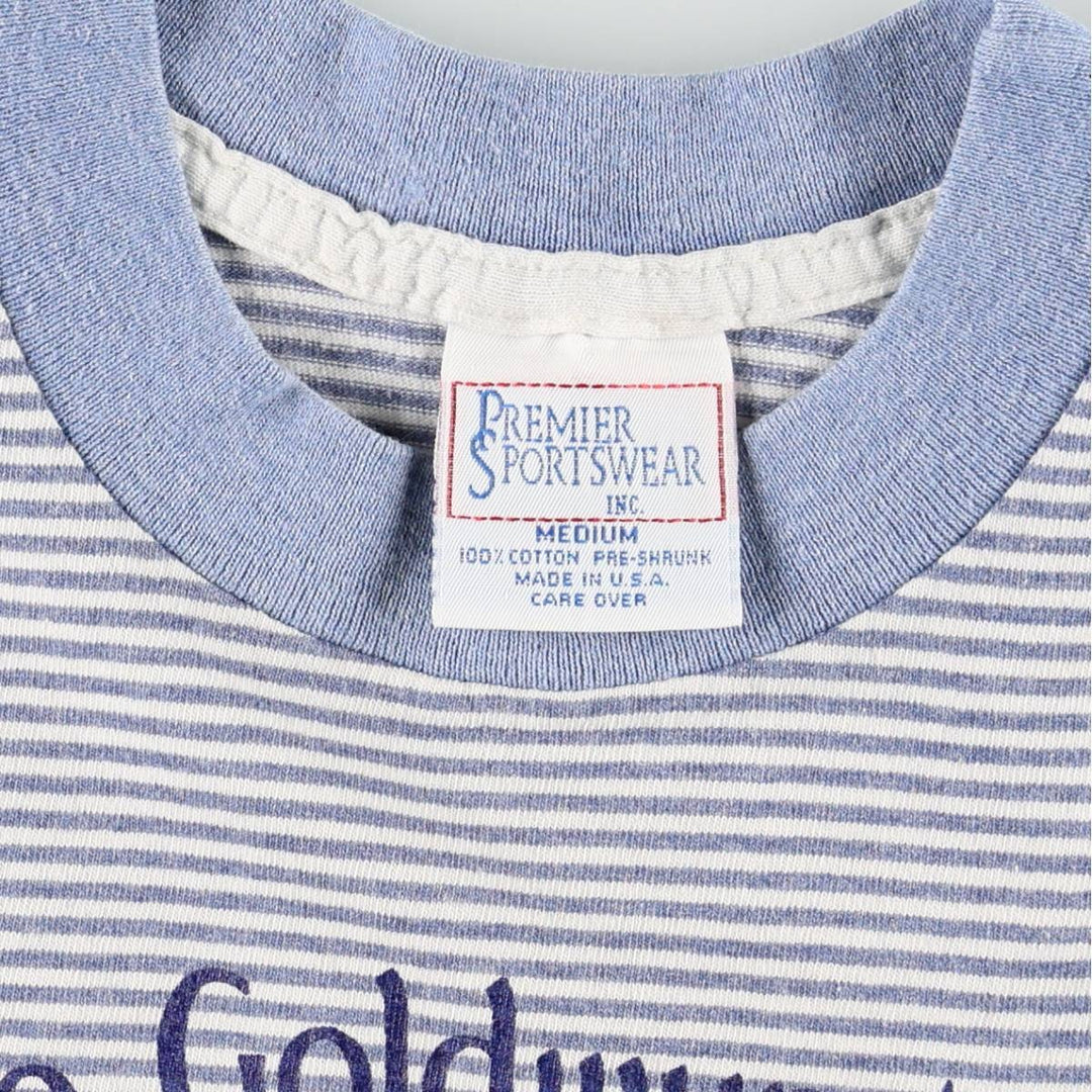 90'S PREMIER SPORTSWEAR Metro Goldwyn Mayer Border Pattern Advertising T-Shirt, Made in USA, Women's Size M (approx.) cotton blue type Vintage Second Hand