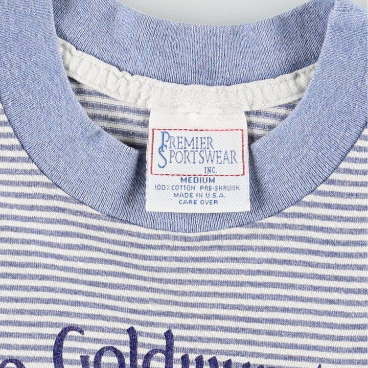 90'S PREMIER SPORTSWEAR Metro Goldwyn Mayer Border Pattern Advertising T-Shirt, Made in USA, Women's Size M (approx.) cotton blue type Vintage Second Hand