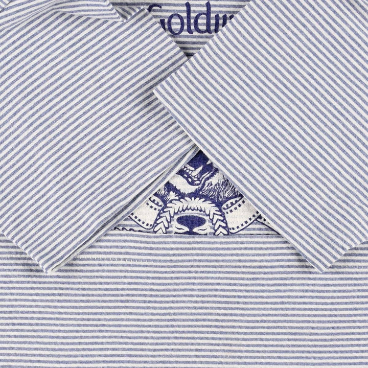90'S PREMIER SPORTSWEAR Metro Goldwyn Mayer Border Pattern Advertising T-Shirt, Made in USA, Women's Size M (approx.) cotton blue type Vintage Second Hand