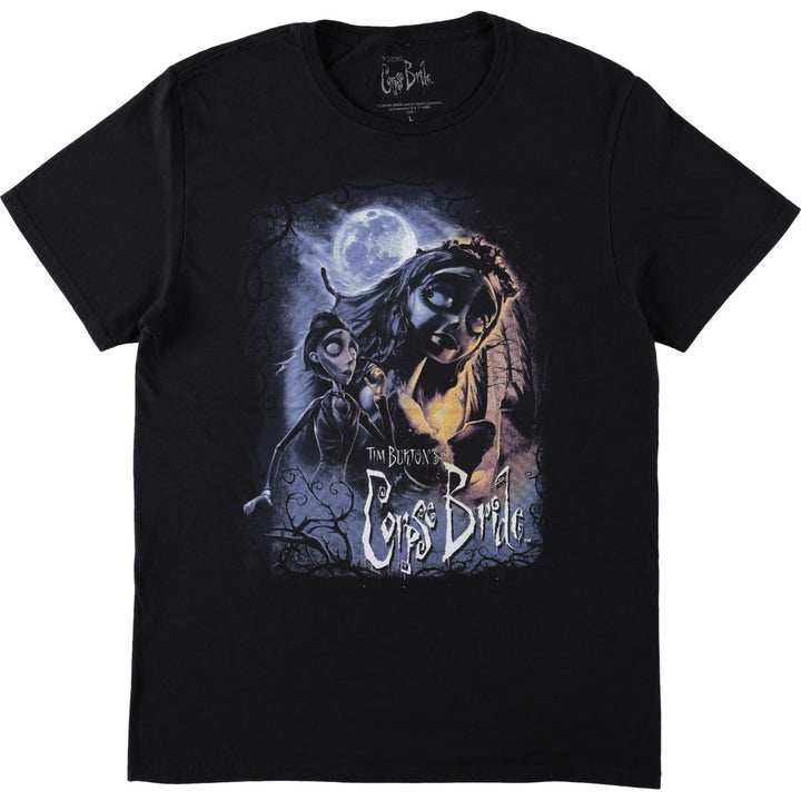 Tim Burton's Corpse Bride character print T-shirt (women's size L) cotton black type Vintage Second Hand