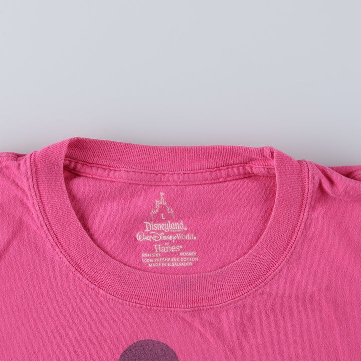 Disney MICKEY MOUSE character print T-shirt, women's size L (approx.) cotton pink type Vintage Second Hand
